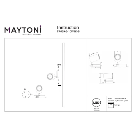 Lampa do szynoprzewodu 3F VUORO TR029-3-10W4K-B - Maytoni