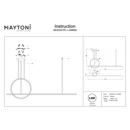Lampa wisząca Halo MOD247PL-L49BSK- Maytoni