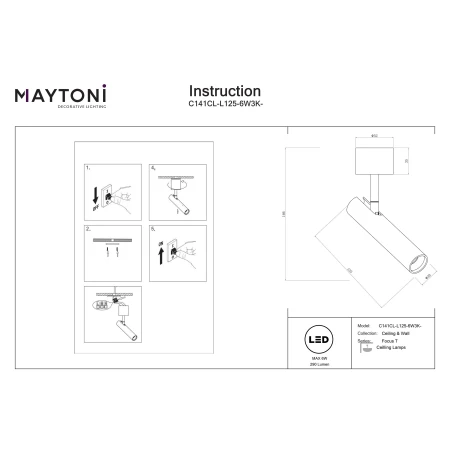 Lampa sufitowa Focus T C141CL-L125-6W3K-BBS- Maytoni