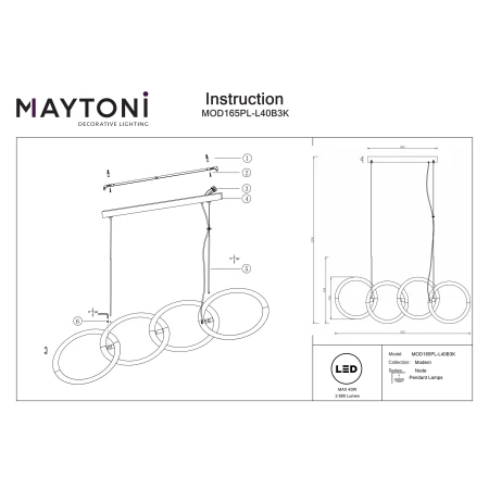 Lampa wisząca Node MOD165PL-L40B3K - Maytoni