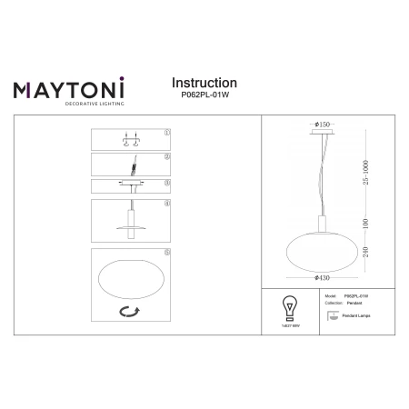 Lampa wisząca nowoczesna – Perlas P062PL-01W - Maytoni