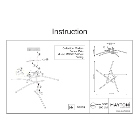 Oprawa sufitowa loft – Pluto MOD212-05-N - Maytoni