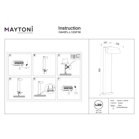 Lampa stojąca zewnętrzna Share O443FL-L12GF3K- Maytoni