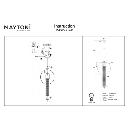 Lampa wisząca Flusso P095PL-01BZ1 - Maytoni