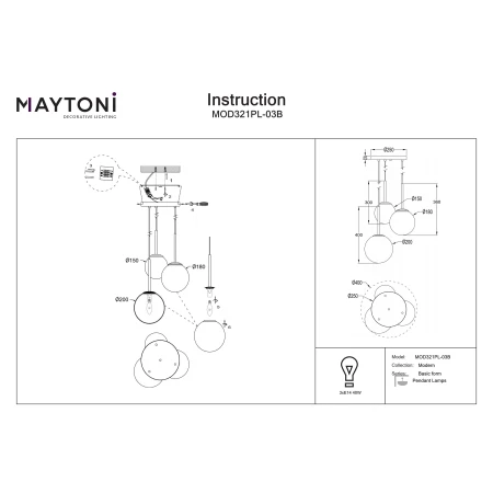 Lampa wisząca Basic form MOD321PL-03B - Maytoni