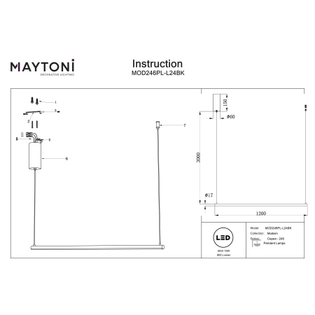Lampa wisząca Halo MOD246PL-L24BK- Maytoni