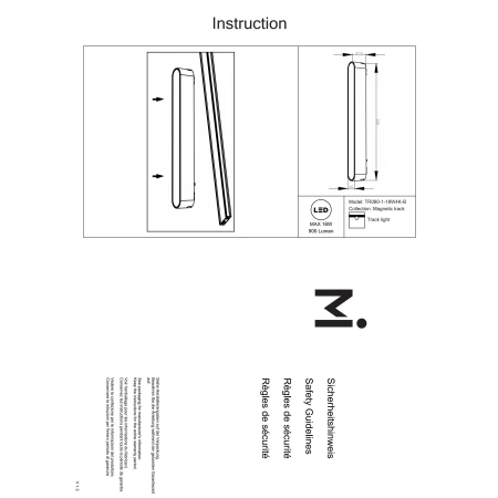 Linia Led do szyn magnetycznych 1F Basis TR080-1-18W4K-B - Maytoni