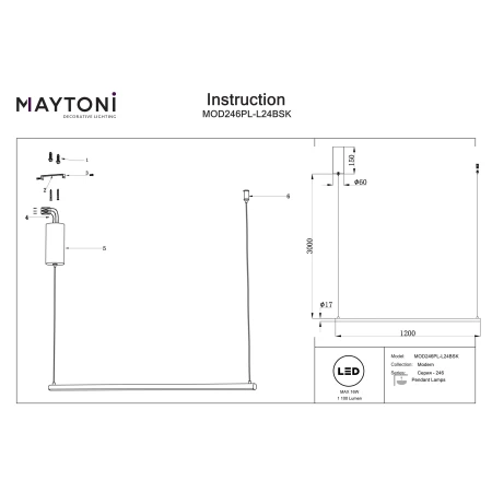 Lampa wisząca Halo MOD246PL-L24BSK- Maytoni