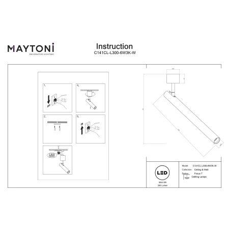 Lampa sufitowa Focus T C141CL-L300-6W3K-W- Maytoni