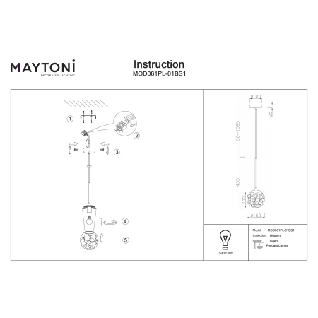 Lampa wisząca Ligero MOD061PL-01BS1 - Maytoni