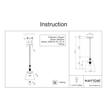 Lampa wisząca Monsoon ARM154-PL-01-S- Maytoni