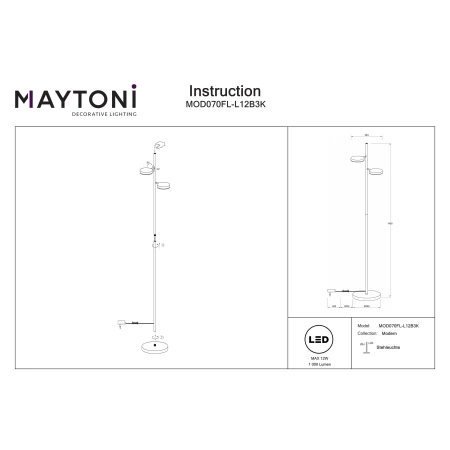 Lampa podłogowa Fad MOD070FL-L12B3K - Maytoni