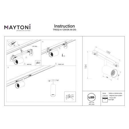 Lampa do szyn Exility Focus LED TR032-4-12W3K-M-DS-BBS- Maytoni