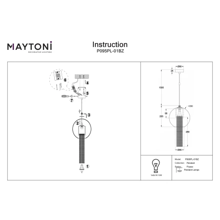 Lampa wisząca Flusso P095PL-01BZ - Maytoni