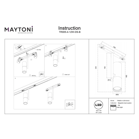 Lampa do szyn Exility Elti TR005-4-12W-DS-B- Maytoni
