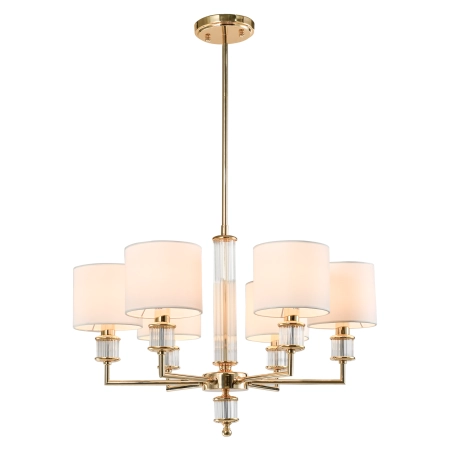 Lampa wisząca złota 6-punktowa z abażurami P06385AU-WH z serii SUTTON - Cosmo Light