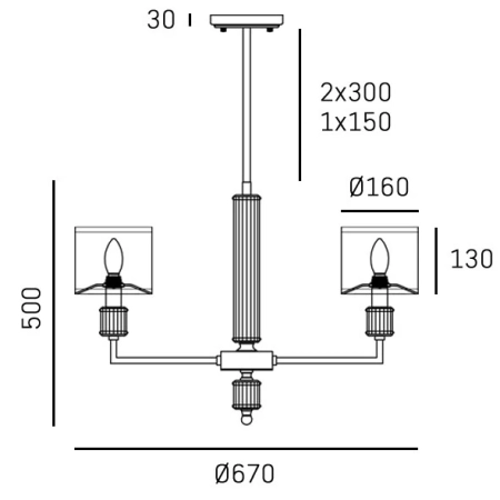 Lampa wisząca złota 6-punktowa z abażurami P06385AU-WH z serii SUTTON - Cosmo Light