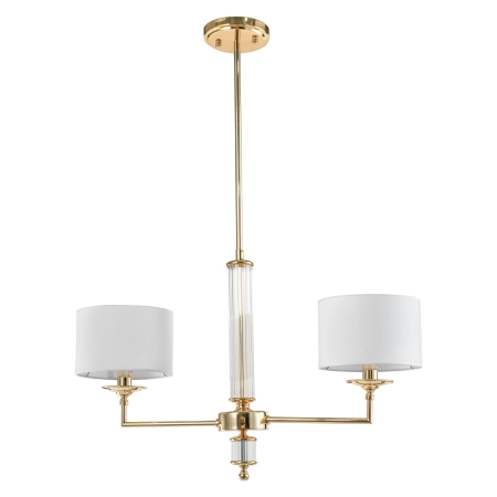 Lampa wisząca złota 2-punktowa z białymi abażurami P02392AU-WH z serii SUTTON - Cosmo Light