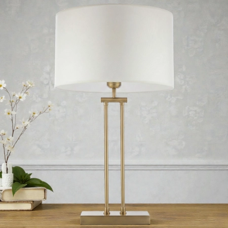 Lampa stołowa mosiężna z białym abażurem T01750BR-WH z serii ATHENS - Cosmo Light