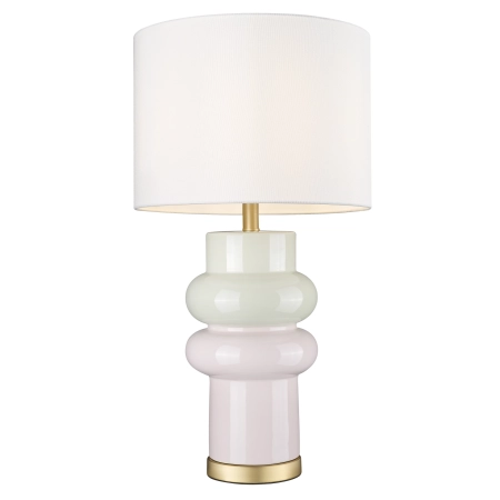 Lampa stołowa ceramiczna różowo-miętowa z abażurem T01729BR-WH z serii ASCOT - Cosmo Light