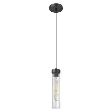 Lampa wisząca czarna metalowa z prążkowanym kloszem P01811BK z serii QUINCY - Cosmo Light