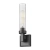 Kinkiet czarny metalowy z prążkowanym kloszem W01842BK z serii QUINCY - Cosmo Light