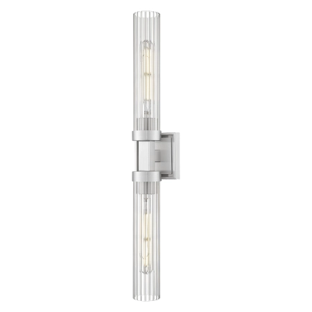 Kinkiet niklowany dwupunktowy z prążkowanym szkłem W02880NS z serii QUINCY - Cosmo Light