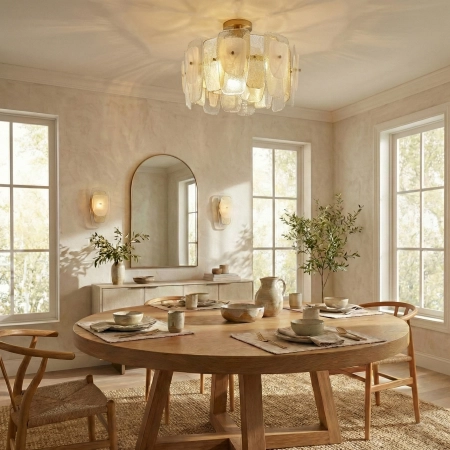 Lampa wisząca mosiężna ze szklanymi elementami 60cm P06507BR z serii RICHMOND - Cosmo Light