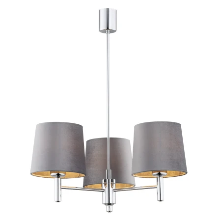 Żyrandol glamour chromowy BOLZANO PLUS 6107 szare abażury - Argon