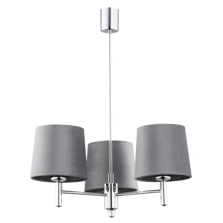 Żyrandol glamour chromowy BOLZANO PLUS 6107 szare abażury - Argon