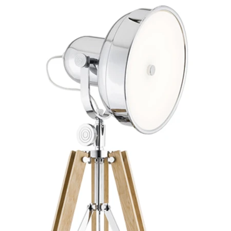 Lampa podłogowa FOTO NEW 3354 na trójnogu drewno + chrom - Argon
