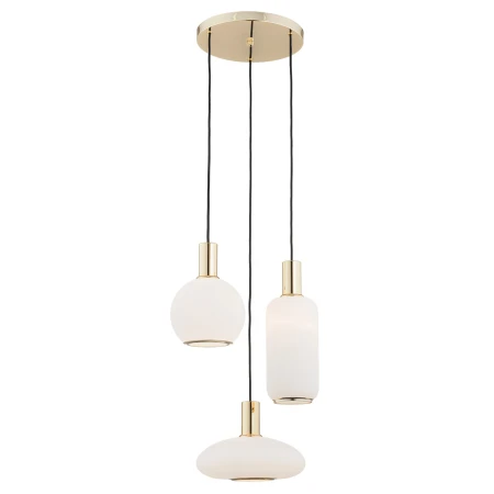 Lampa nad stół stylowa wisząca SAGUNTO 1489 potrójna mleczna złoto - Argon