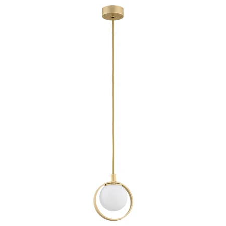 Lampa wisząca designerska SATURNIA 8257 biała kula z obręczą - Argon