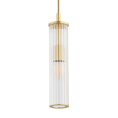 Lampa wisząca tuba HAMPTON 8489 szkło ryflowane i złoto - Argon