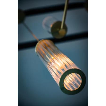 Lampa wisząca tuba HAMPTON 8489 szkło ryflowane i złoto - Argon