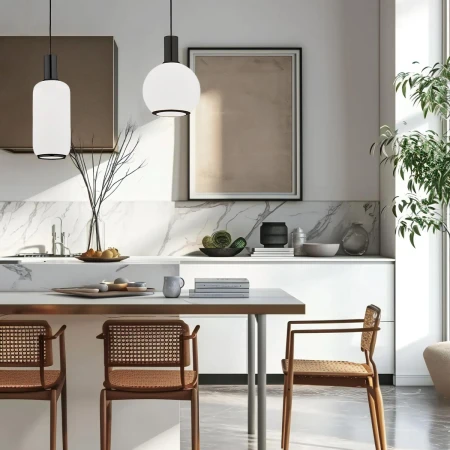 Lampa wisząca szklany klosz SAGUNTO PLUS 8564 biel i czerń - Argon