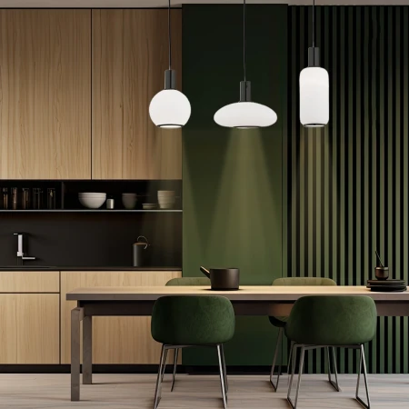 Lampa wisząca szklane klosze SAGUNTO PLUS 6324 biel i czerń - Argon