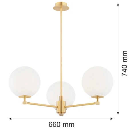 Żyrandol opalowe kule i mosiądz PALOMA 6307 - Argon