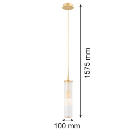 Lampa wisząca tuba HAMPTON 8489 szkło ryflowane i złoto - Argon
