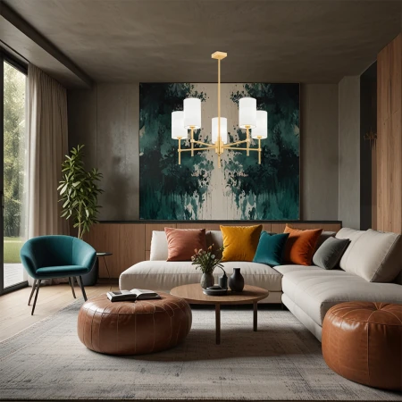 Żyrandol elegancki ABRUZZO 2134 biel i mosiądz - Argon