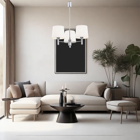 Żyrandol glamour chromowy BOLZANO PLUS 6114 białe abażury - Argon