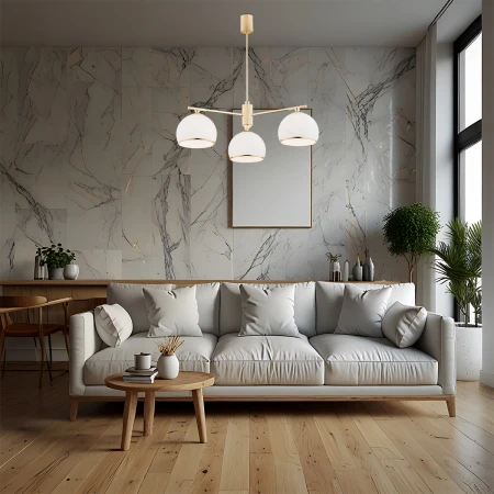 Lampa nad stół stylowa wisząca MARBELLA 1488 glamour szklany złoty - Argon