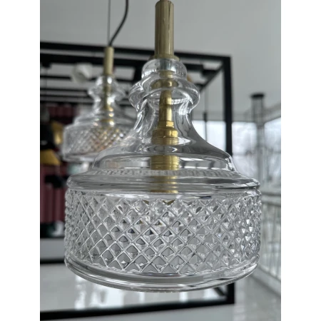 Lampa wisząca nowoczesna CRUZ 4198 kryształowa mosiądz - Argon