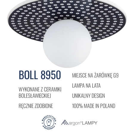 Lampa wisząca z ceramiki bolesławieckiej BOLL kobalt 8950 - Argon