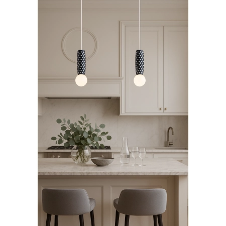 Lampa wisząca z ceramiki bolesławieckiej BOLL kobalt 8937 - Argon