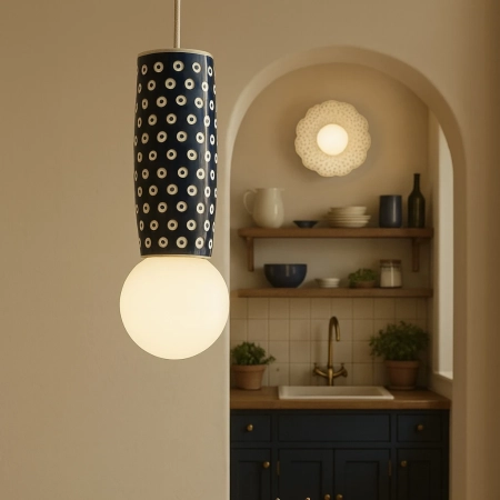 Lampa wisząca z ceramiki bolesławieckiej BOLL kobalt 8937 - Argon