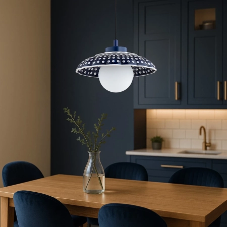 Lampa wisząca z ceramiki bolesławieckiej BOLL kobalt 8948 - Argon