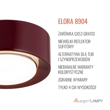 Plafon ELORA bordowy 8904 - Argon