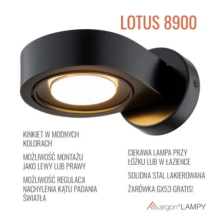 Kinkiet LOTUS czarny 8900 - Argon