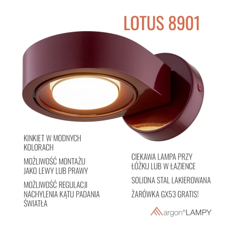 Kinkiet LOTUS bordowy 8901 - Argon